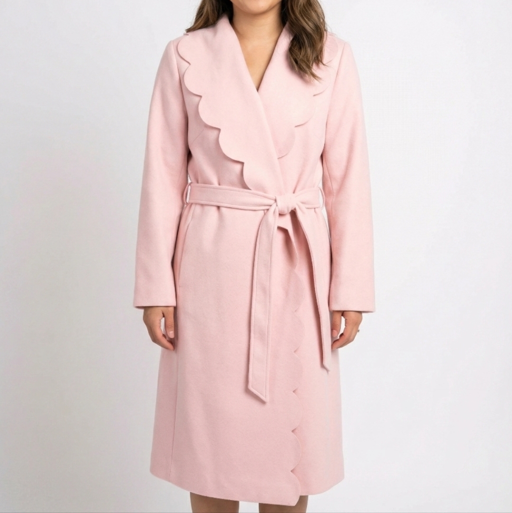 Eloquii Pink Draper James Scallop Trim Wrap Coat Sz 2x